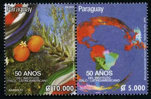 Paraguay 2018 Italien Institut Jubiläum Früchte Flaggen Postfrisch MNH