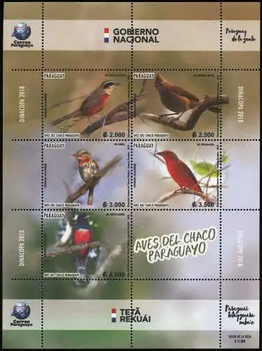 Paraguay 2018 Exotische Vögel Birds Block MNH