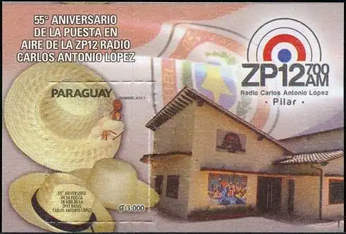 Paraguay 2018 Block 55 Jahre Radio ZP12 Carlos Antonio Lopez MNH