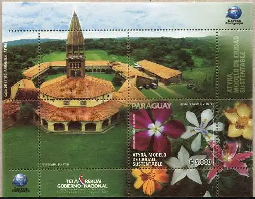 Paraguay 2017 Stadt Atyra Altersheim Architektur Blumen Block MNH