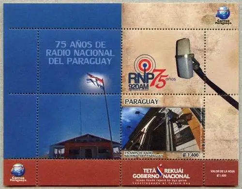 Paraguay 2017 Nationale Radio-Station Flagge Block Postfrisch MNH