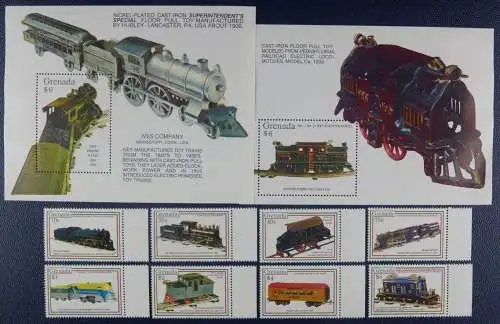 Grenada 1992 Eisenbahn Trains Railways Locomotives 2452-2459 Block 311-312 MNH