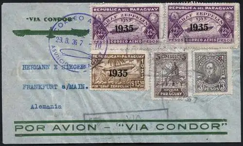 Zeppelin Paraguay 1936 12. SAF LZ 129 Reko-Brief Frankfurt/Main Si 434 / 1928