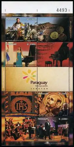  Paraguay 2016 Tourismus Musik Klavier Gemälde Orchester Music Sport Block MNH