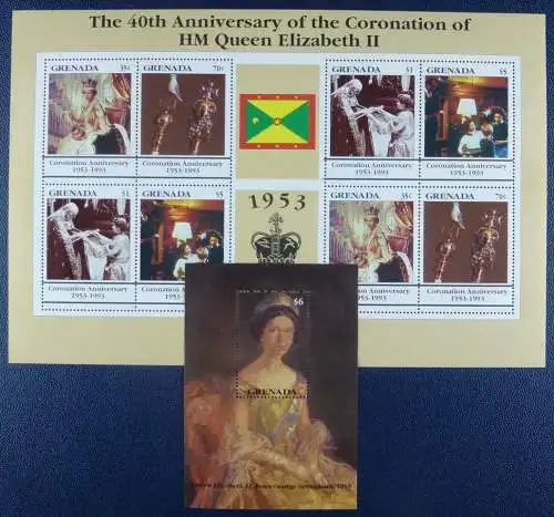 Grenada 1993 Königin Elisabeth QE II Krönung Royalty 2559-2562 Block 334 MNH