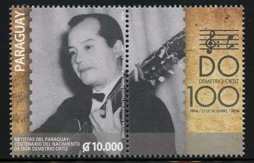 Paraguay 2016 Don Demetrio Ortiz Musik Music Musiker Gitarre Guitar MNH