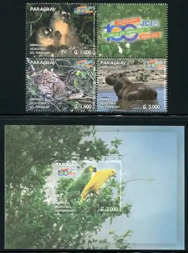 Paraguay 2015 Tiere Papagei Parrot Wasserschwein Wildkatzen Affen Monkeys MNH