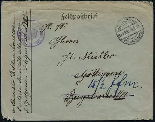 Bulgarien 1917 KD Feldpoststation 185 Dt. Sanitätsmission Sofia Göttingen / 139