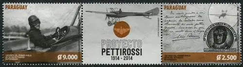 Paraguay 2014 Erstflug Hist. Flugzeug Pilot Pettirossi Airplane Aircraft MNH