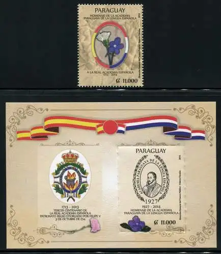 Paraguay 2014 Akademie Flaggen Academy Flags Blume Flower Wappen MNH