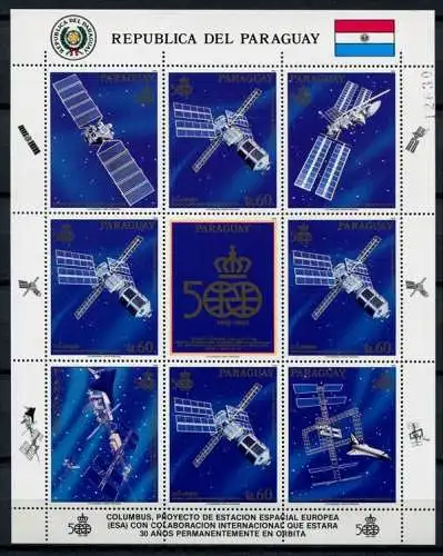Paraguay 1989 Raumfahrt Space ESA ISS Weltraum Satelliten 4281 Kleinbogen MNH