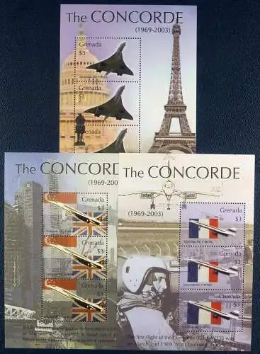 Grenada 2004 Flugzeuge Concorde Airplanes Aircraft Flaggen Flags 5389-5391 MNH