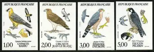 Frankreich 1984 Greifvögel Vögel Geier Adler Falke 2463-2466 Ungezähnt MNH / 547