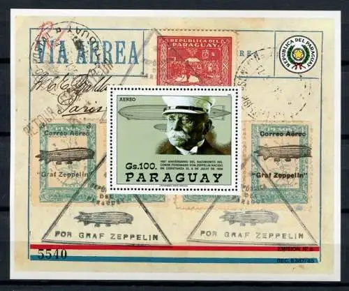 Paraguay 1988 Graf von Zeppelin Luftschiff Airship Block 452 Postfrisch MNH