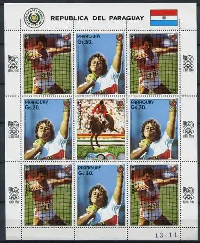 Paraguay 1987 Olympiade Olympics Seoul 1988 4133-4134 Kleinbogen Postfrisch MNH