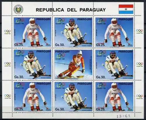 Paraguay 1987 Olympiade Olympics Calgary Skisport 4114-4115 Kleinbogen MNH