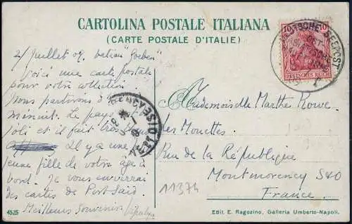 Dt. Reich 1909 Ostasiatische Hauptlinie Dampfer Goeben AK Neapel Frankreich/540