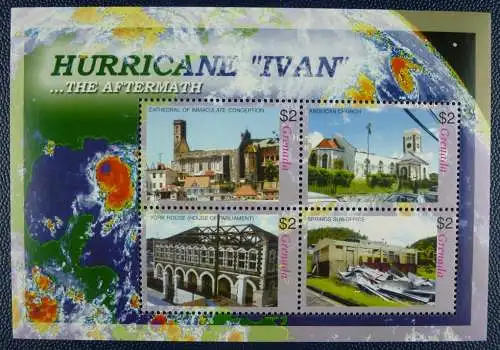 Grenada 2005 Hurrikan Ivan Hurricane Kirchen Postamt 5574-5577 Postfrisch MNH