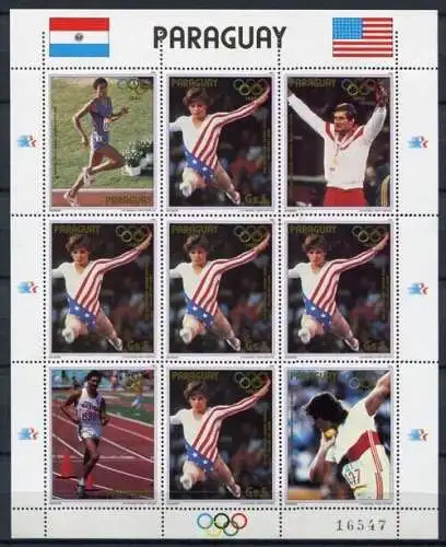 Paraguay 1985 Olympiade Olympics Los Angeles 1984 3830 Kleinbogen Postfrisch MNH