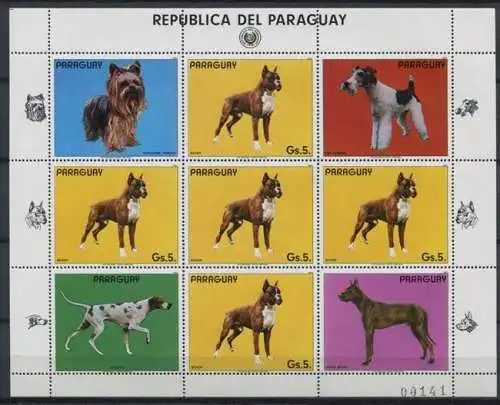 Paraguay 1984 Hunde Dogs Haustiere Pets 3715 Kleinbogen Postfrisch MNH