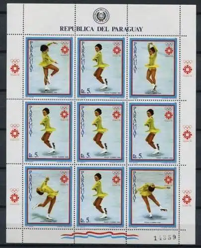 Paraguay 1983 Olympiade Olympics Sarajevo Eiskunstlauf 3615 Kleinbogen MNH