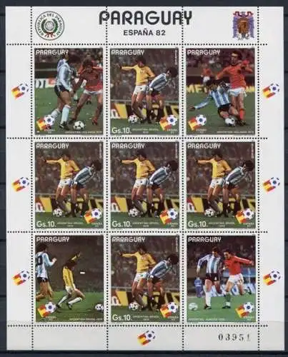 Paraguay 1982 Fußball WM Soccer Spanien FIFA World Cup 3490 Kleinbogen MNH