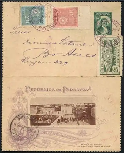 Paraguay 1929 Kartenbrief via Flugpost Argentinien Unterschrift Pilot / 325