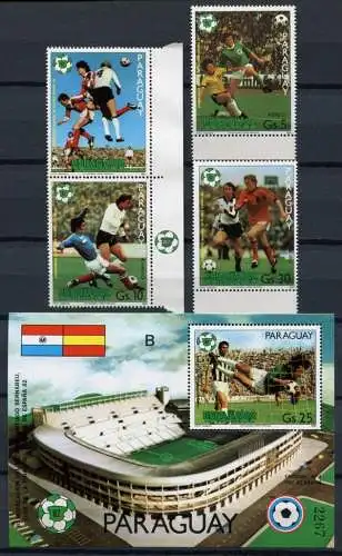Paraguay 1981 Fußball WM 1982 Soccer FIFA 3432-3434 + Block 367 Postfrisch MNH