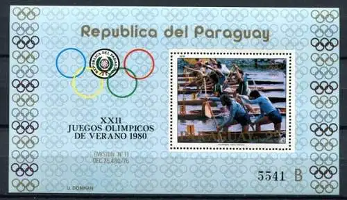 Paraguay 1979 Olympiade Olympics Moskau 1980 Block 346 Postfrisch MNH