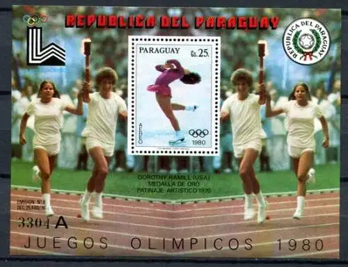Paraguay 1979 Olympiade Olympics Lake Placid 1980 Block 338 Postfrisch MNH
