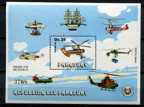 Paraguay 1979 Flugzeuge Hubschrauber Helicopter Luftfahrt Block 344 MNH