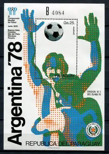 Paraguay 1978 Fußball WM Soccer FIFA Sport Block 324 Postfrisch MNH