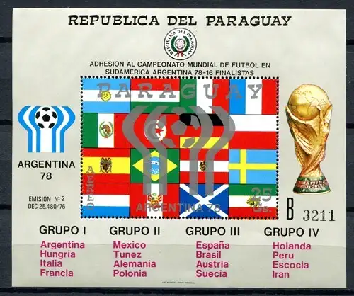 Paraguay 1978 Fußball WM Soccer FIFA Block 320 Postfrisch MNH