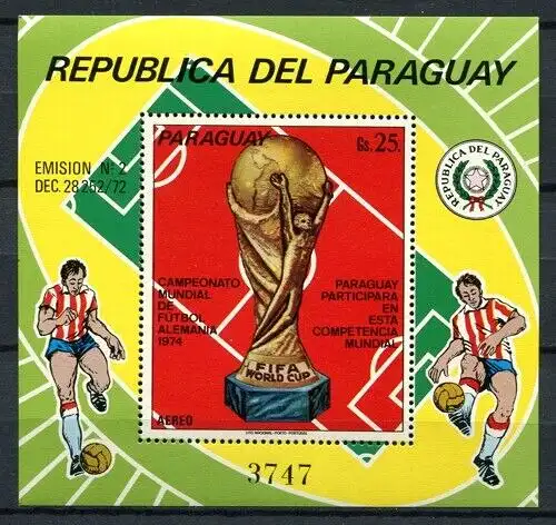 Paraguay 1973 Fußball WM Soccer FIFA Block 206 Postfrisch MNH