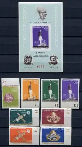 Paraguay 1964 Space Raumfahrt Weltraum 1319-1326 Block 57 Postfrisch MNH