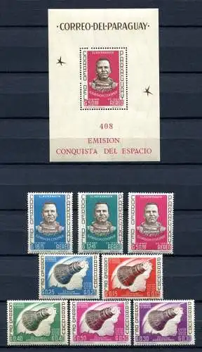 Paraguay 1963 Space Raumfahrt Weltraum 1233-1240 Block 46 Postfrisch MNH