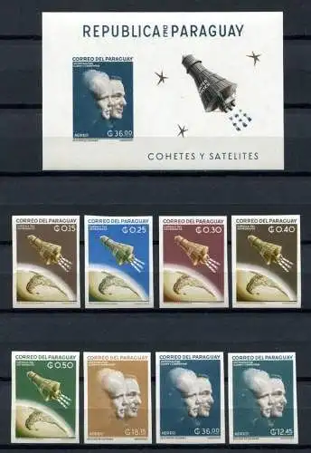 Paraguay 1962 Space Raumfahrt 1095-1102 Block 27 Ungezähnt MNH