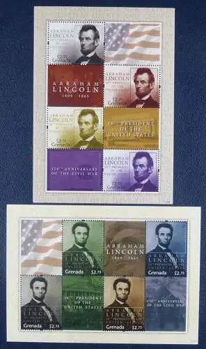 Grenada 2011 A. Lincoln Politik Geschichte US-Präsident Flagge 6398-6405 MNH
