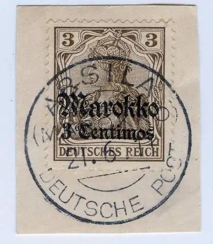 DP Marokko 1911 Michel 46 ° Arsila 21/6/11 Luxus Briefstück / 82