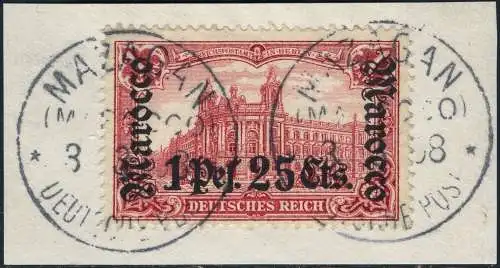 DP Marokko 1905 Michel 30 A Briefstück Luxus ° Mazagan Geprüft Bothe BPP / 52