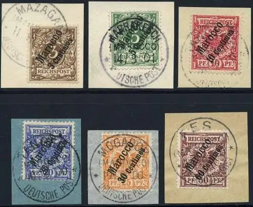 DP Marokko 1899 Krone/Adler 1 - 6 kpl Briefstücke Luxus / 45