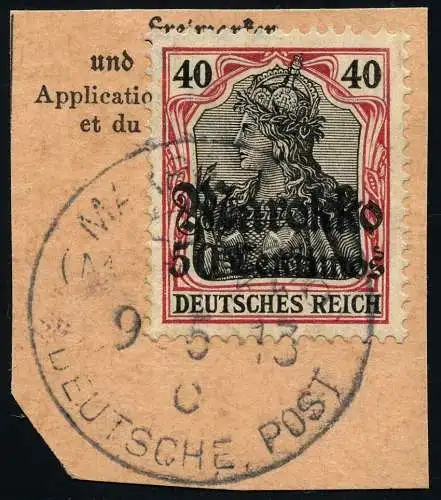 DP Marokko 1913 Michel 52 ° Marrakesch c 9/5/13 Type 5 Luxus Briefstück/PA / 89