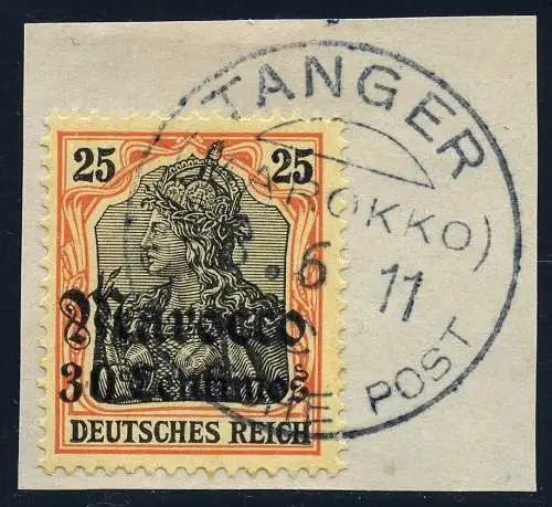 DP Marokko 1911 Michel 38 ° Tanger c 8/6/11 Type 9 Luxus Briefstück / 102