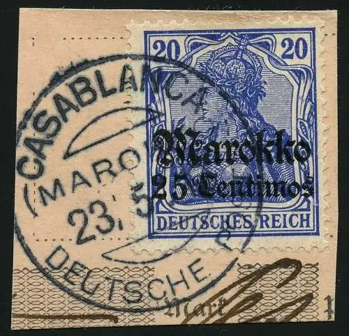 DP Marokko 1912 Michel 49 ° Casablanca 23/5/12 Luxus Briefstück/PA / 90