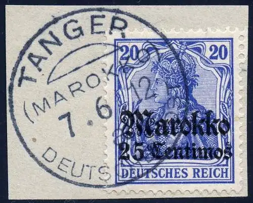 DP Marokko 1912 Michel 49 ° Tanger a 7/6/12 Type 7 Luxus Briefstück / 101