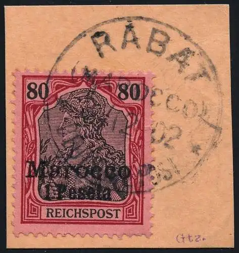 DP Marokko 1902 Michel 15 ° Rabat 6/12/02 Type 1 Luxus Briefstück/PA / 79