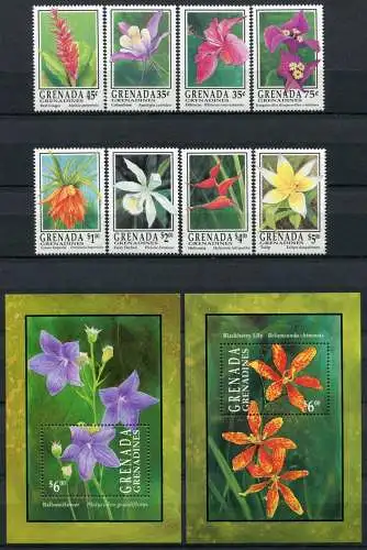 Grenada Grenadinen 1993 Blumen Flowers Blossoms Blüten 1693-1700 + Block 270-271