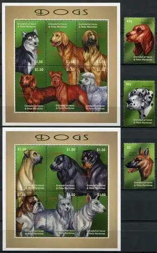 Grenada Grenadinen 2000 Hunde Dogs Haustiere Pets Schäferhund 3287-3301 MNH