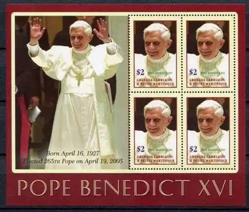 Grenada Grenadinen 2005 Papst Benedikt Pope Benedict  4251 Kleinbogen MNH