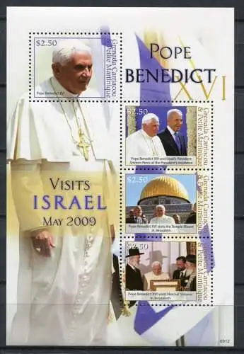 Grenada Grenadinen 2009 Papst Benedikt Pope Benedict Israel 4522-4525 MNH